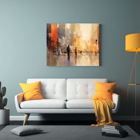 Cuadro Abstracto De Ciudad Para Decoración De Baño. 45x30cm-2
