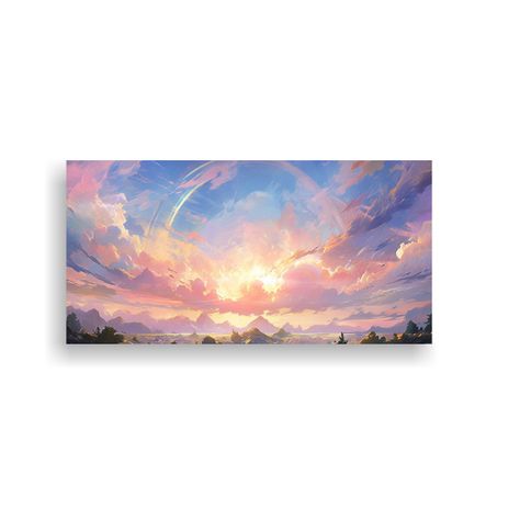 Pintura Abstracta Amanecer Con Colores Arcoíris I 140x70cm-0