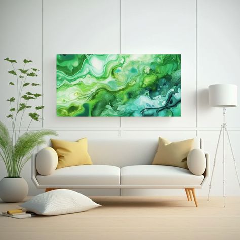 Fondo Acuarela Verde Enigmático Para Cuadros 80x40 Cm-2