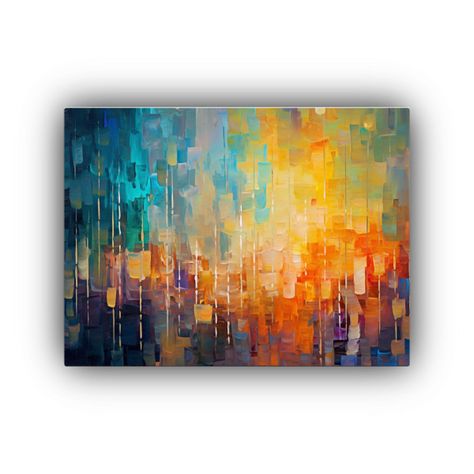Cuadro Abstracto De Colores Vivos Para Decoración Moderna 60x40cm-0