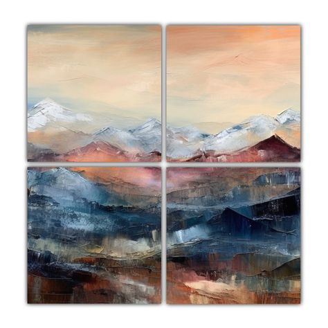 Pinturas Abstractas De Baño Dusk Mountainscape 180x180 Cm-0