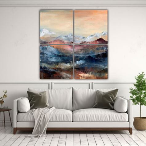 Pinturas Abstractas De Baño Dusk Mountainscape 180x180 Cm-2