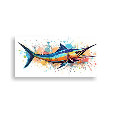 Pintura De Decoración Estilo Neo Pop De Un Marlin 100x50cm-0