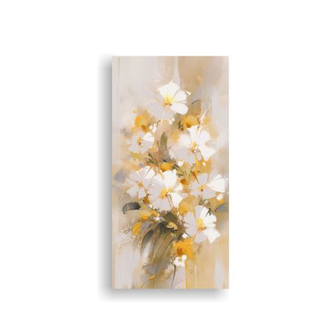 Cuadro De Flores Amarillas Y Blancas En Lienzo 50x100cm-0
