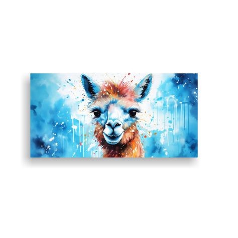 Pintura Juvenil De Alpaca En Acuarela Y Colores 60x30cm-0