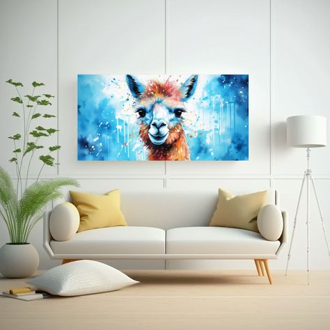 Pintura Juvenil De Alpaca En Acuarela Y Colores 60x30cm-2