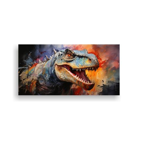 Cuadro Patron Intenso Iguanodon Colorido Estilo 60x30cm-0