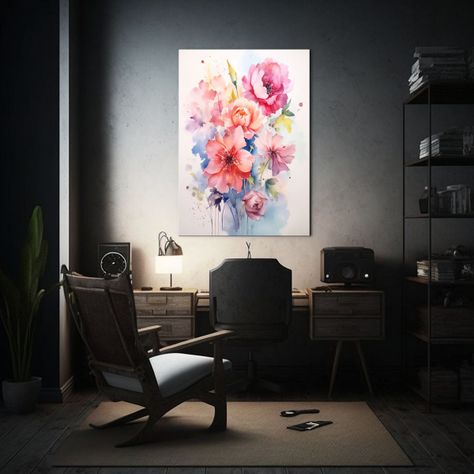 Cuadro Espectacular Flores Acuarela Estilo Suave 60x90cm-2