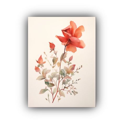 Cuadro De Baño Minimalista Con Flores Y Hojas 20x30cm-0