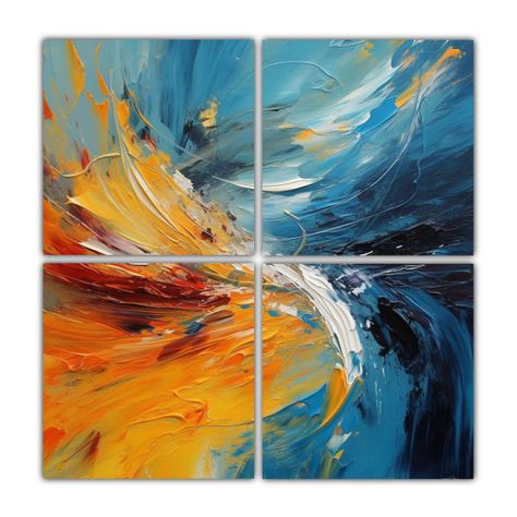 Cuadro Abstracto De Pintura Acrílica Expresiva, 60x60 Cm-0