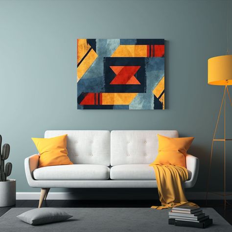 Patrón Geométrico Africano Con Efecto De Grunge 65x50cm-2