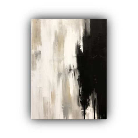 Pintura Abstracta En Blanco Y Negro Estilo Canva 60x90 Cm-0