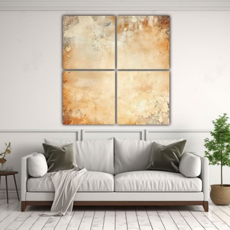 4 Composiciones Textura Papel Casero Con Bordes 100x100 Cm-2