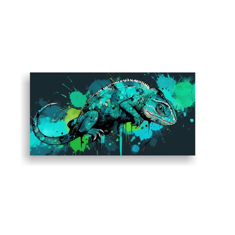 Cuadro Calidos: Camaleones En Turquesa Y Negro 120x60cm-0