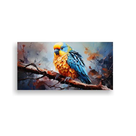 Pintura Urbana De Un Perico En Acuarelas Coloridas 60x30cm-0