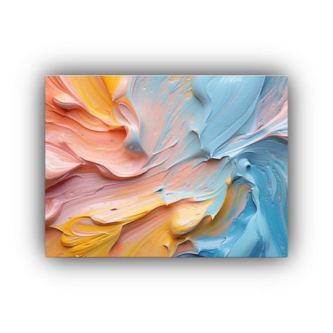 Textura Líquida De Pintura Cercana En Colores Pastel. 65x50cm-0