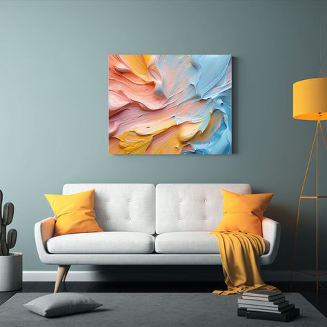 Textura Líquida De Pintura Cercana En Colores Pastel. 65x50cm-2