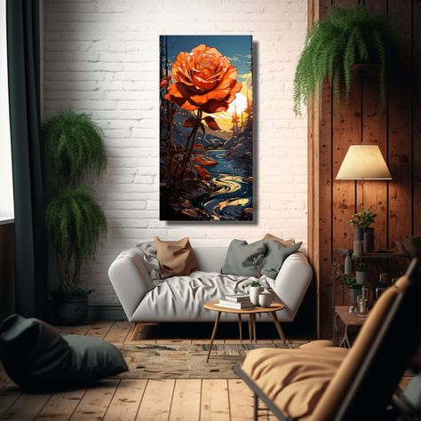 Cuadro De Colores A Melting Rose Estilo Plano 40x80cm-2