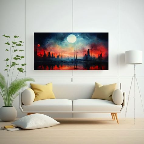Cuadro Moderno Luces Rojas Azules Verdes 140x70cm-2