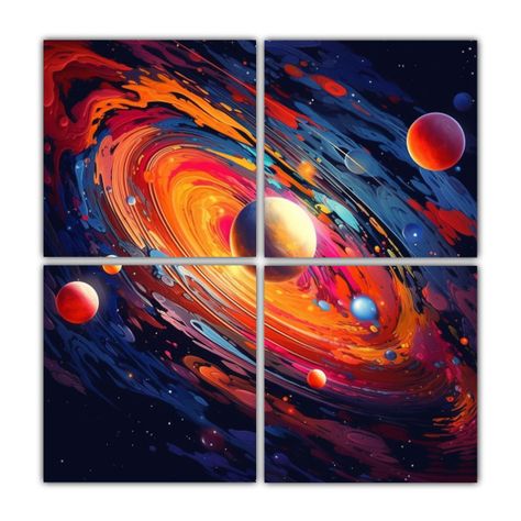 Cuadros Inspiradores De Galaxias Coloridas, 60x60 Cm-0