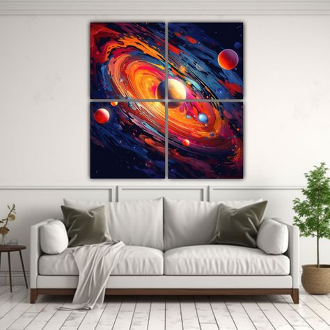 Cuadros Inspiradores De Galaxias Coloridas, 60x60 Cm-2