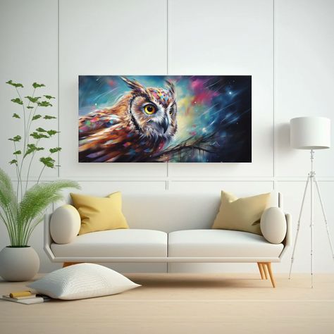 Pintura Al Estilo óleo De Búho Colorido En Estil 160x80cm-2