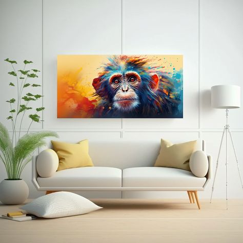 Pintura Colorida De Estilo Acuarela De Mono Llamat 160x80cm-2