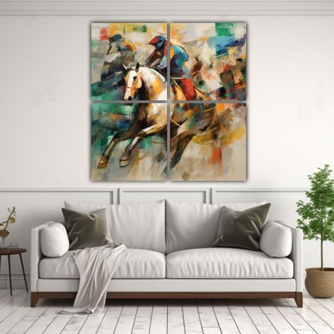 Pinturas Abstractas De Carreras De Caballos 200x200 Cm-2