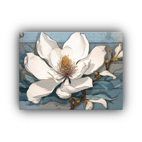 Cuadro Montaje Resistente Horizontal De Flor De Magnolia 75x50cm-0