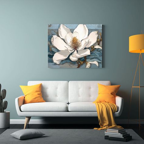 Cuadro Montaje Resistente Horizontal De Flor De Magnolia 75x50cm-2
