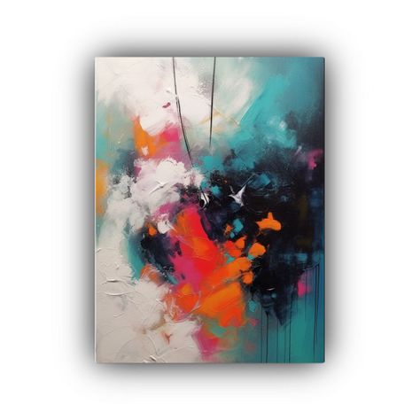 Pintura Abstracta Lienzo Creativa Alegría Palmer Con Tinta  30x45cm-0