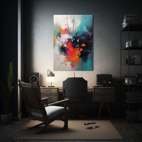 Pintura Abstracta Lienzo Creativa Alegría Palmer Con Tinta  30x45cm-2