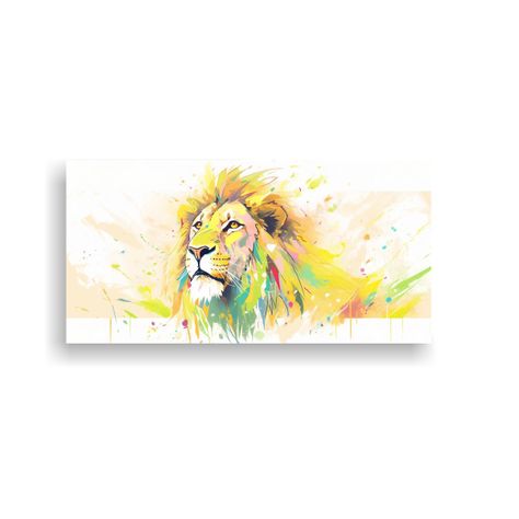 Cuadro Cuadro León En Tonos Pastel Y Amarillo 80x40cm-0