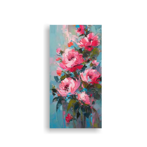 Cuadro Abstracto Luminosidad En Turquesa Y Rosa Co 50x100cm-0