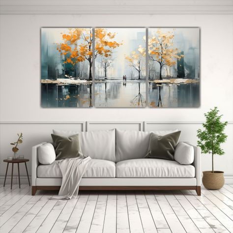 Set 3 Lienzos De Tela Calidos Pintura Abstracta 180x90 Cm-2