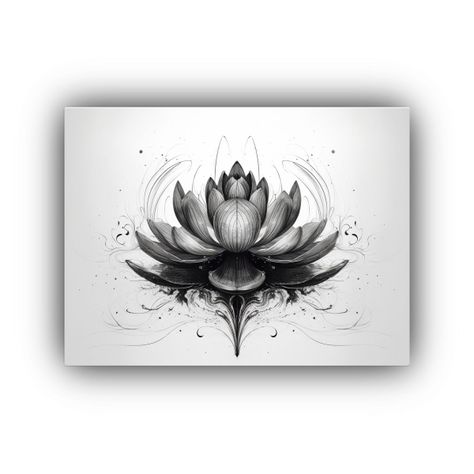 Pintura Lienzo Diseño Full Color De Loto Negro 50x40cm-0