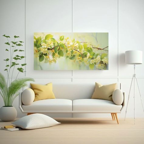 Pintura Abstracta De Flores De Tilo En Lienzo, 160x80cm-2