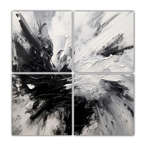 Pintura Abstracta De 4 Paneles En Bastidor Moderno 200x200 Cm-0
