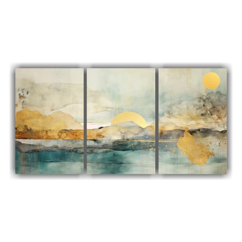 Cuadros Movimiento Exposición En Tonos Dorados, 120x60 Cm-0