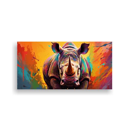 Cuadro Vanguardia Textura A Rhinoceros Arcoíris Y 140x70cm-0