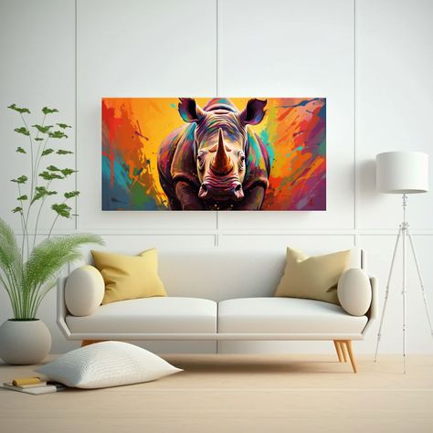Cuadro Vanguardia Textura A Rhinoceros Arcoíris Y 140x70cm-2