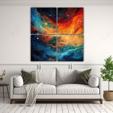 Cuatro Lienzos Diseño Estética Arte Abstracto 140x140 Cm-2