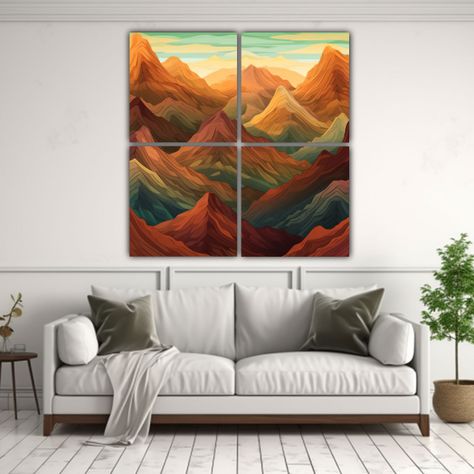 Cuatro Pinturas De Pared Colores Habitación 1 100x100 Cm-2
