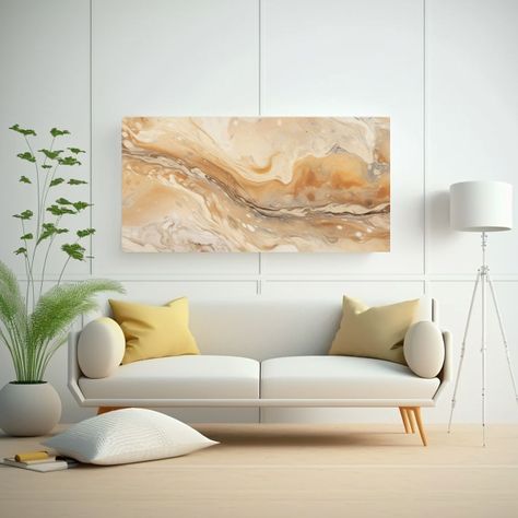 Cuadros Con Textura Mármol Suave En Tonos Beige 80x40cm-2