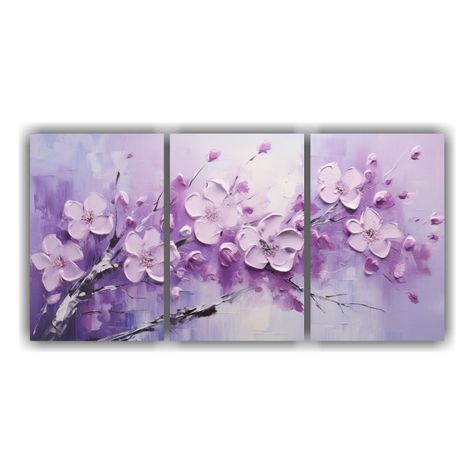 Pintura En Lienzo De Cerezos Morados En El Baño 90x45 Cm-0