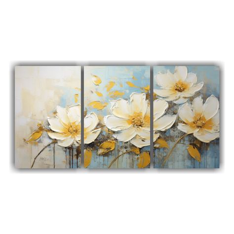 Cuadro Moderno De Flores Amarillas En Lienzo 240x120 Cm-0