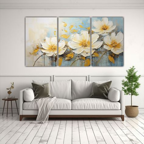 Cuadro Moderno De Flores Amarillas En Lienzo 240x120 Cm-2