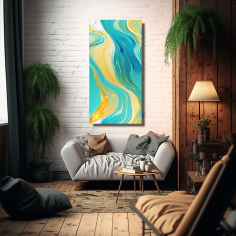 Pinturas Decorativas Con Forma Elíptica Fluida 50x100 Cm-2