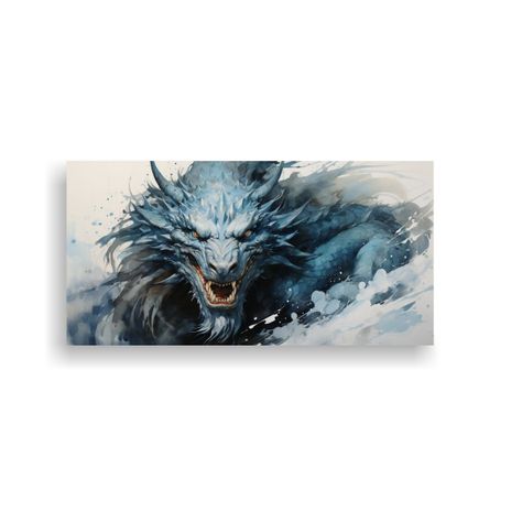 Pintura Inspiradora De Un Dragón En Acuarelas Y T 100x50cm-0