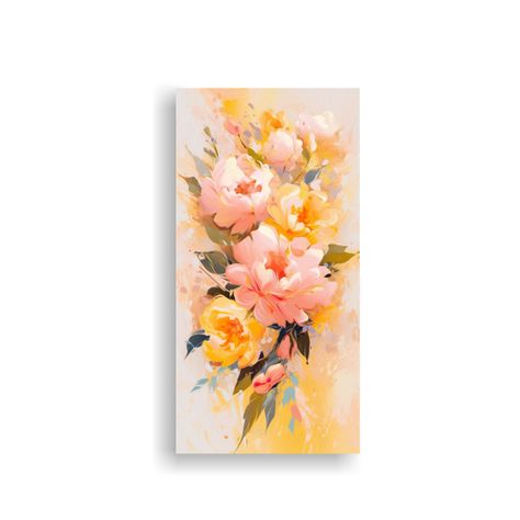 Cuadro Flores Amarillas Y Rosas De Alta Calidad 30x60 Cm-0